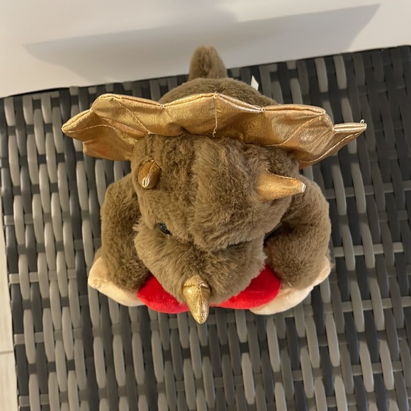 New Stuffed Dino love Triceratops 13” animal toy brown gold red - Picture 8 of 11
